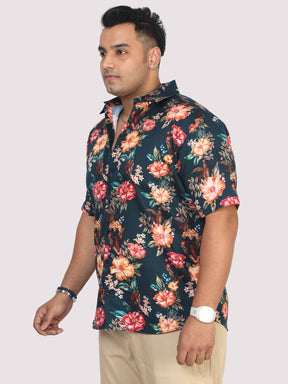 Men Plus Size Paradise Floral Digital Printed Half Shirt - Guniaa Fashions
