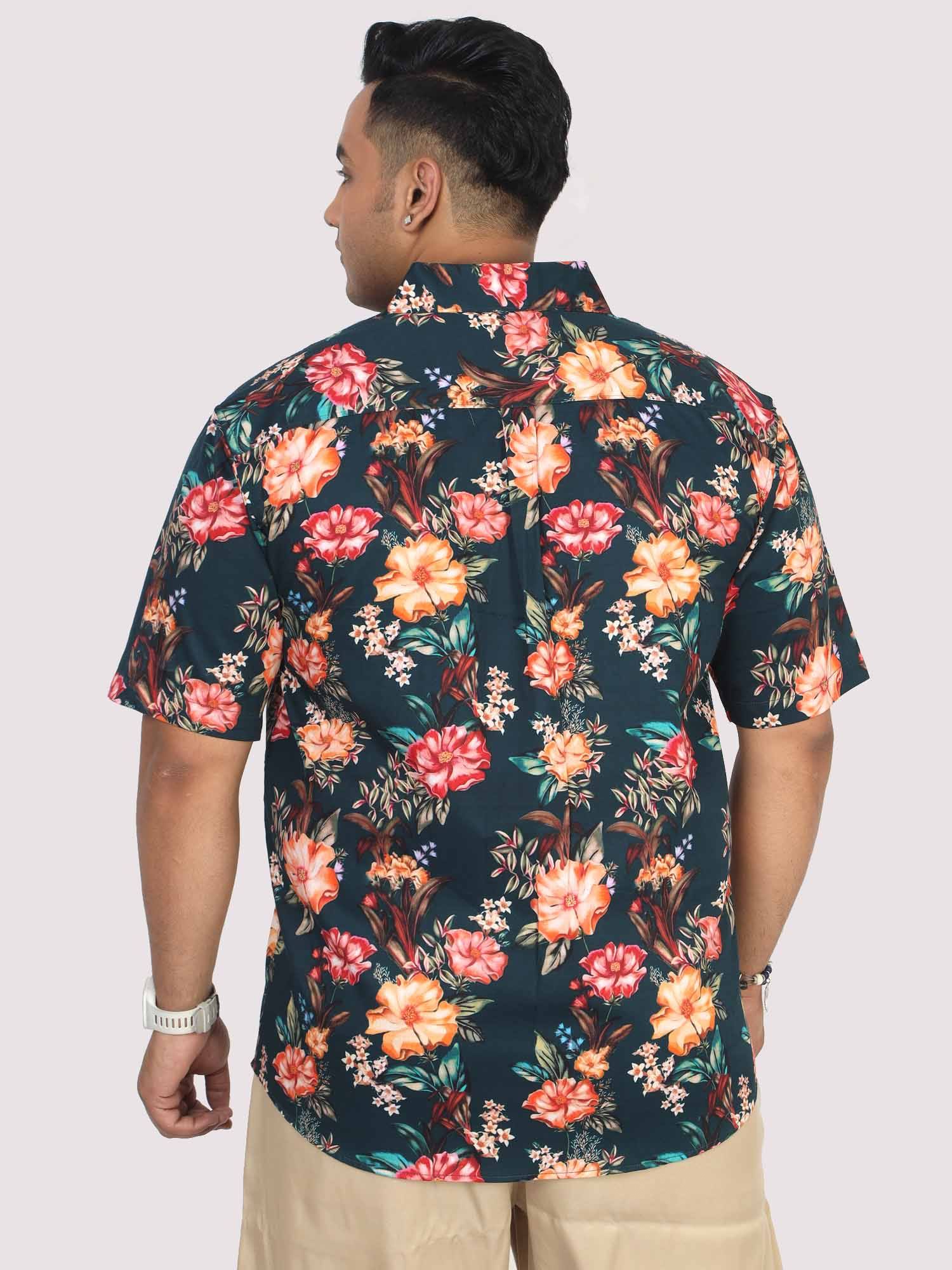 Men Plus Size Paradise Floral Digital Printed Half Shirt - Guniaa Fashions