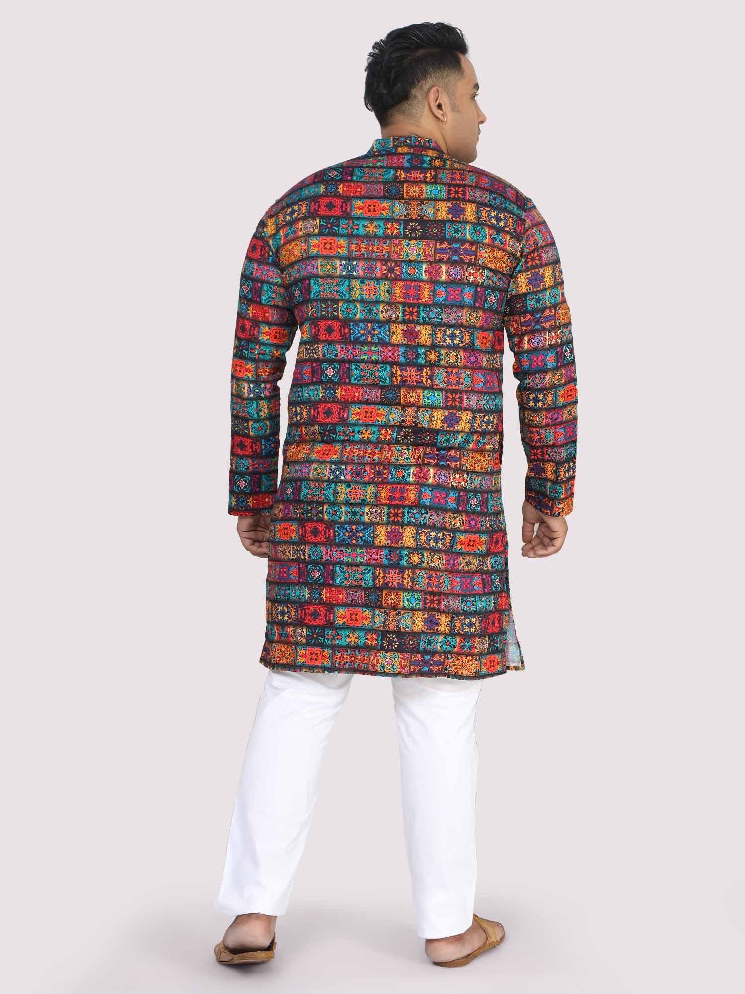 Men Plus Size Red Royal Digital Printed Kurta - Guniaa Fashions