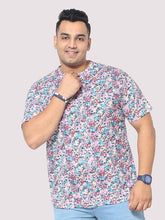 Men Plus Size Rouge Floral Digital Printed Round Neck T-Shirt - Guniaa Fashions