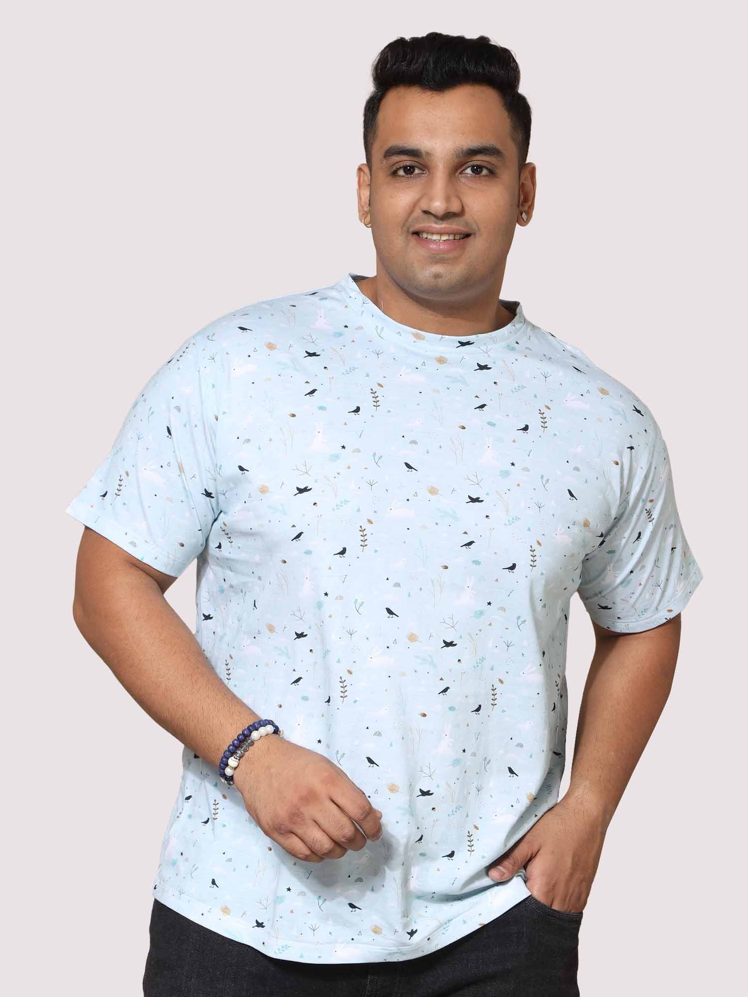 Men Plus Size Seth Light Blue Digital Printed Round Neck T-shirt - Guniaa Fashions