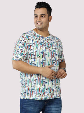 Men Plus Size Stripe Digital Printed Round Neck T-Shirt - Guniaa Fashions