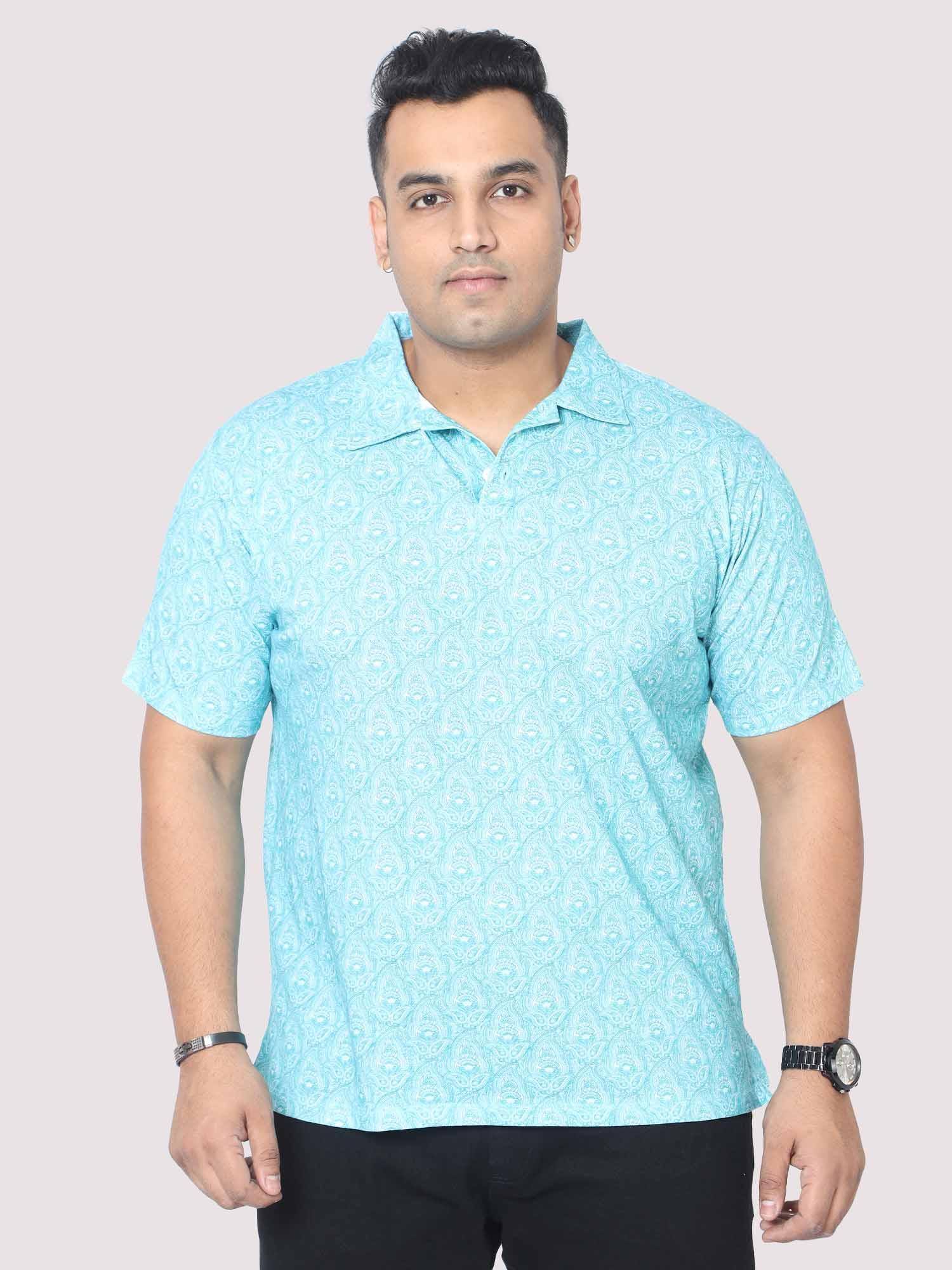 Men Plus Size Tiny Paisley Digital Printed Polo Collar T-shirt - Guniaa Fashions