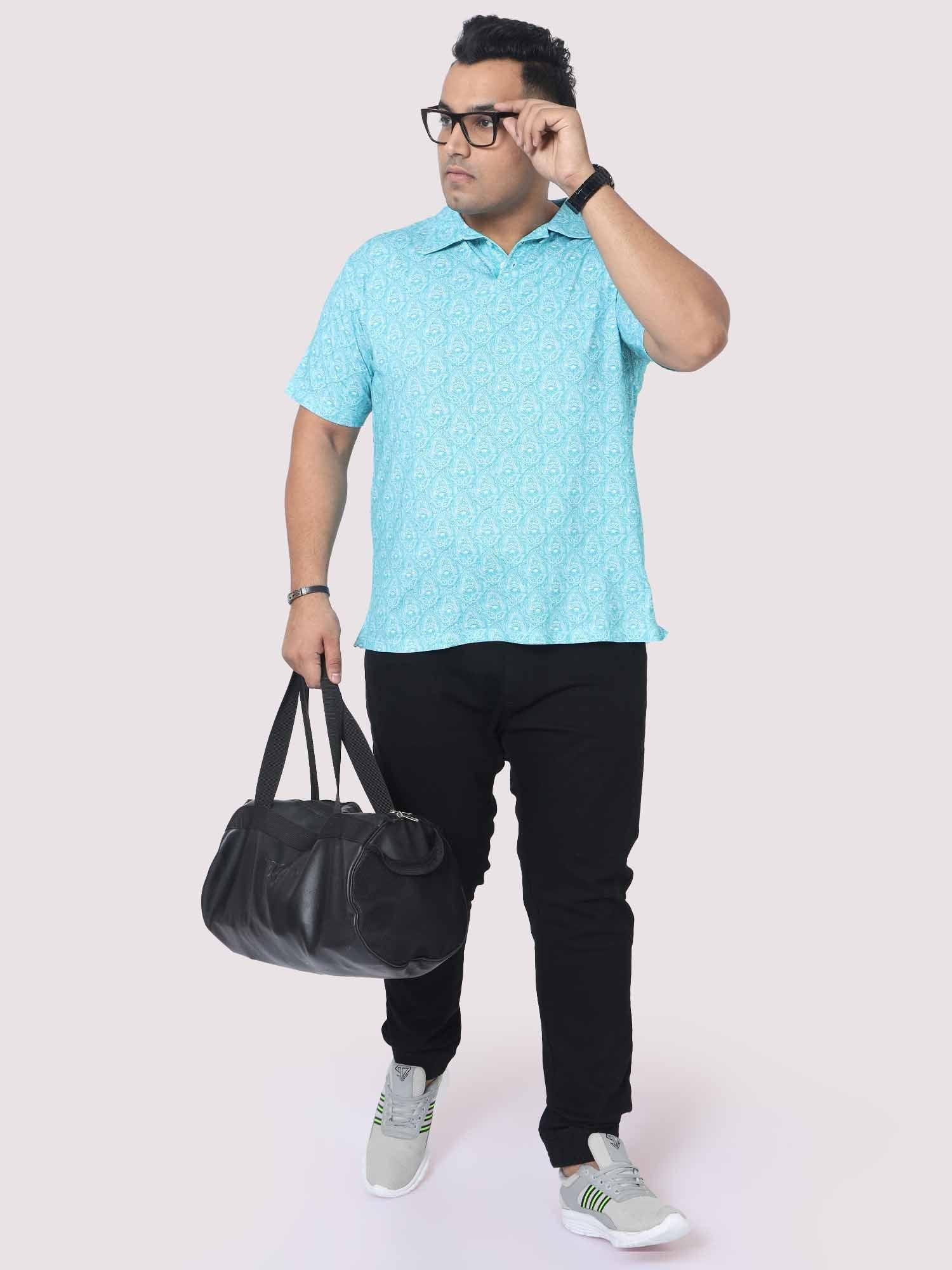 Men Plus Size Tiny Paisley Digital Printed Polo Collar T-shirt - Guniaa Fashions
