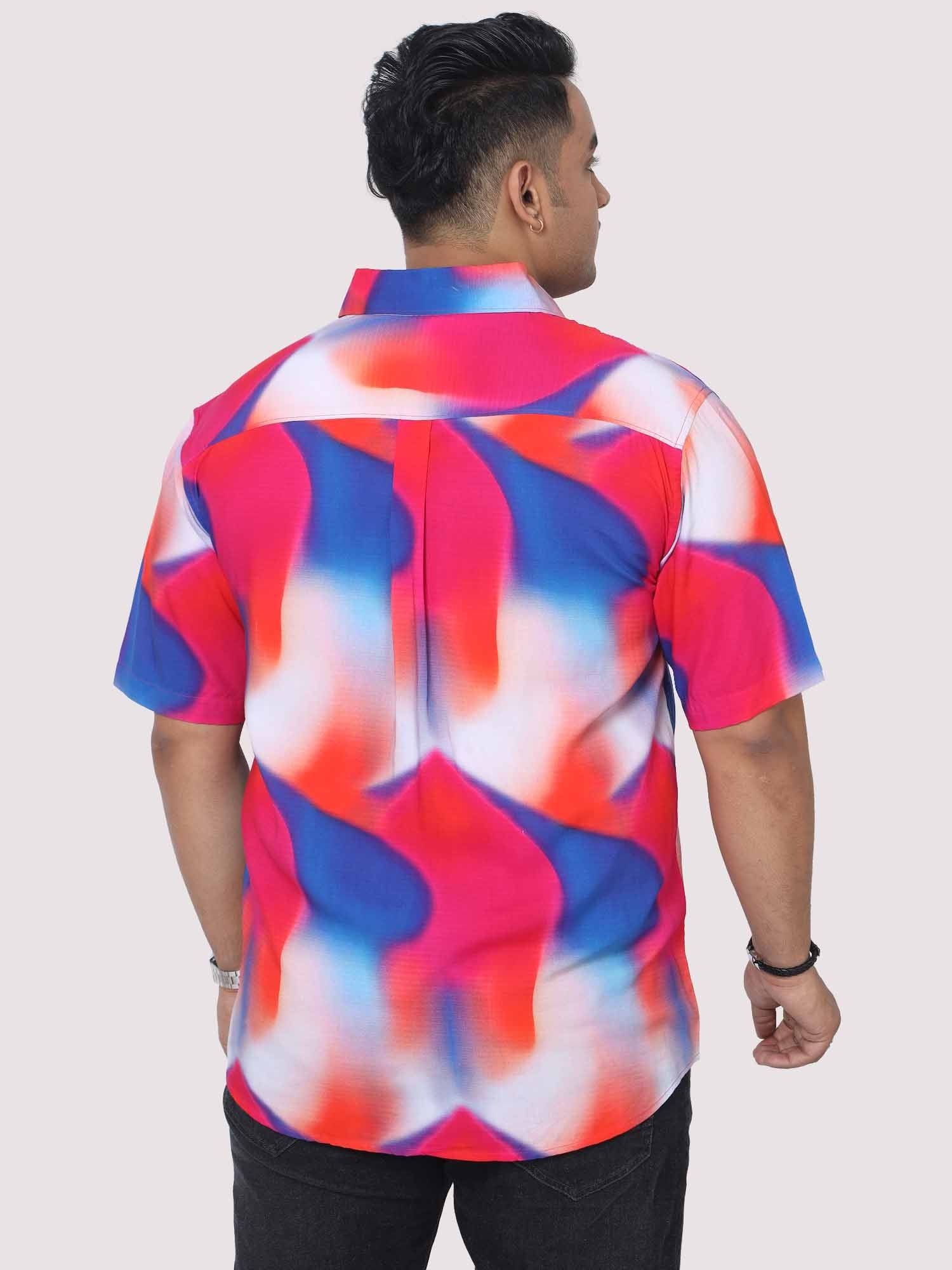 Men Plus Size Volcano Blue Digital Printed Half Shirt - Guniaa Fashions