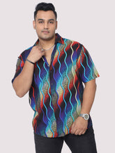Men Plus Size Wavy mosaic art Digital Printed Half Shirt - Guniaa Fashions