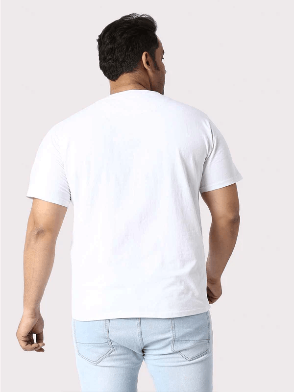Men Plus Size White Colorful Happy Holi Printed Round Neck T-Shirt - Guniaa Fashions
