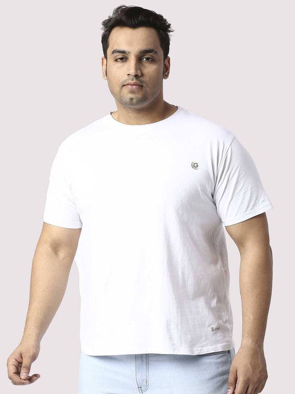 Men Plus Size White Cowboy Printed Round Neck T-Shirt. - Guniaa Fashions
