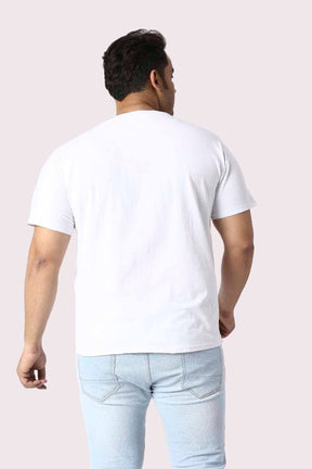 Men Plus Size White Dog Printed Round Neck T-Shirt - Guniaa Fashions