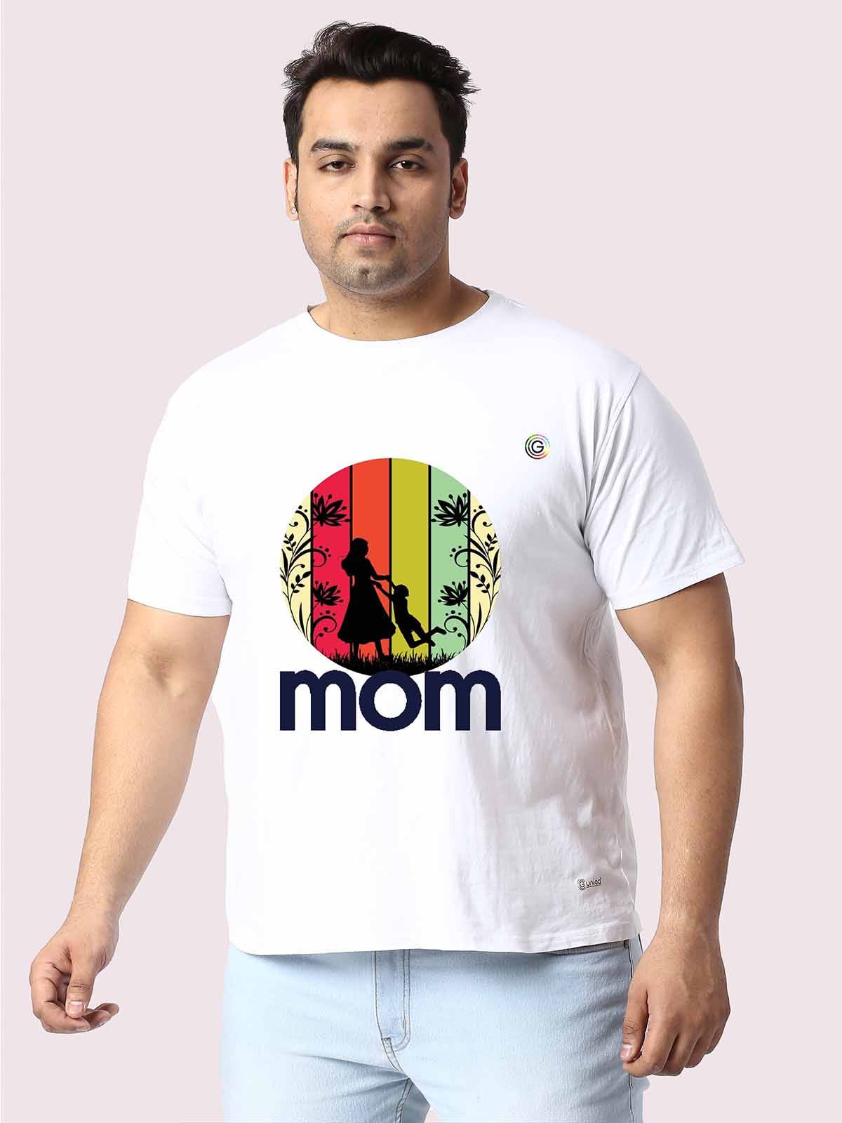 Men Plus Size White Mom Love Printed Round Neck T-Shirt - Guniaa Fashions