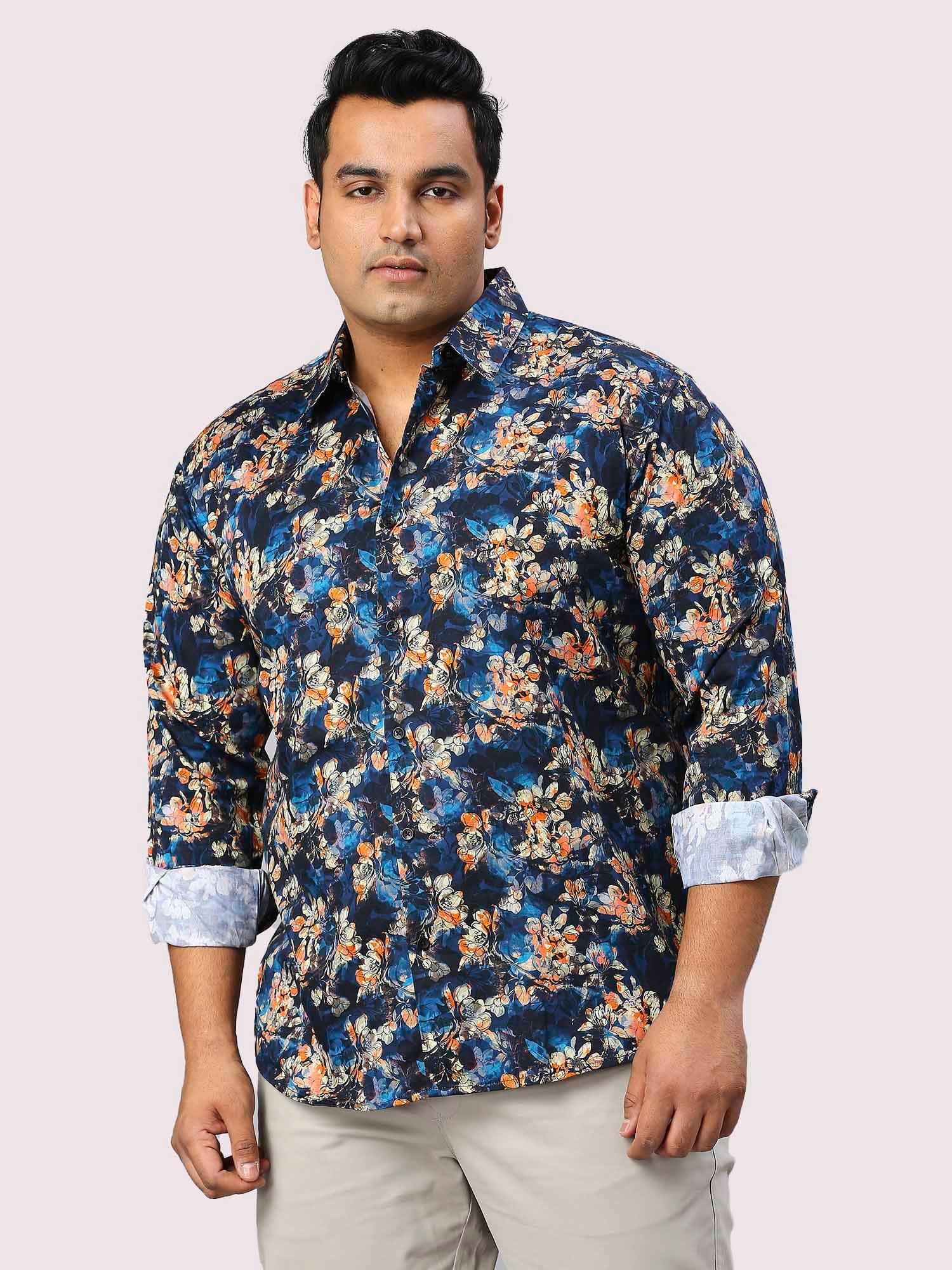 Midnight Miss Digital Printed Half Sleeve Men's Plus Size Shirt - Guniaa Fashions