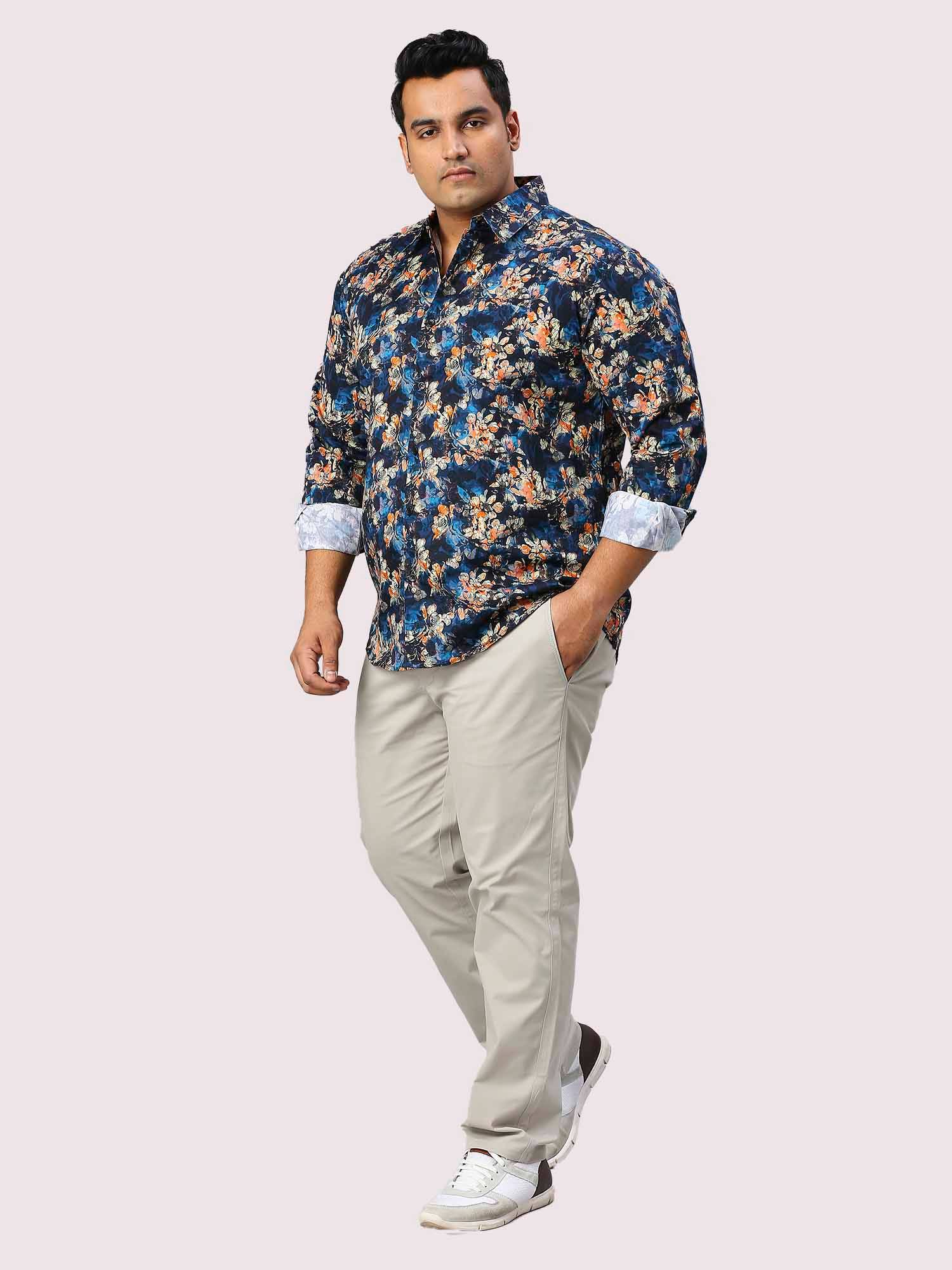 Midnight Miss Digital Printed Half Sleeve Men's Plus Size Shirt - Guniaa Fashions