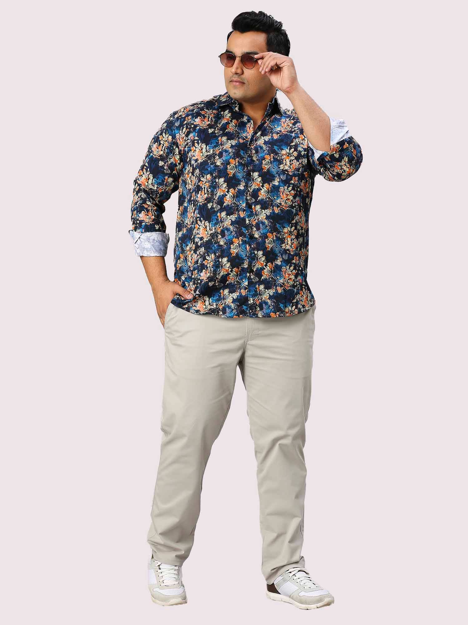 Midnight Miss Digital Printed Half Sleeve Men's Plus Size Shirt - Guniaa Fashions