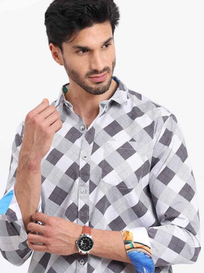Monochrome Fun Printed Full Sleeve Shirt - Guniaa Fashions
