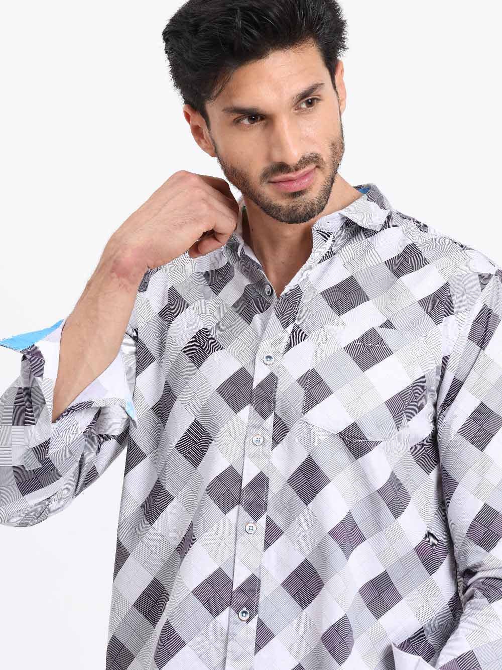 Monochrome Fun Printed Full Sleeve Shirt - Guniaa Fashions