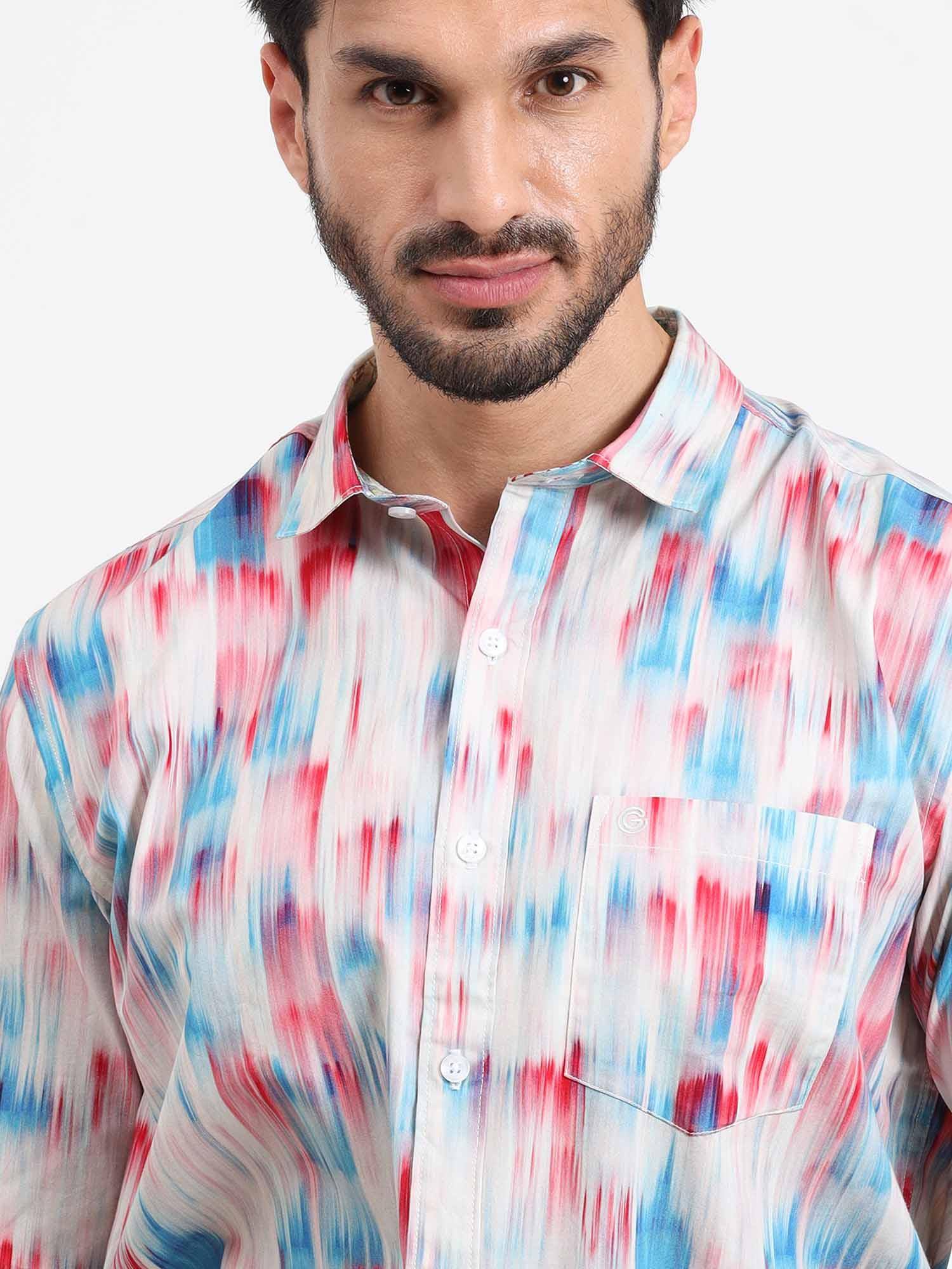 Multi Hue Printed Full Sleeve Shirt - Guniaa Fashions