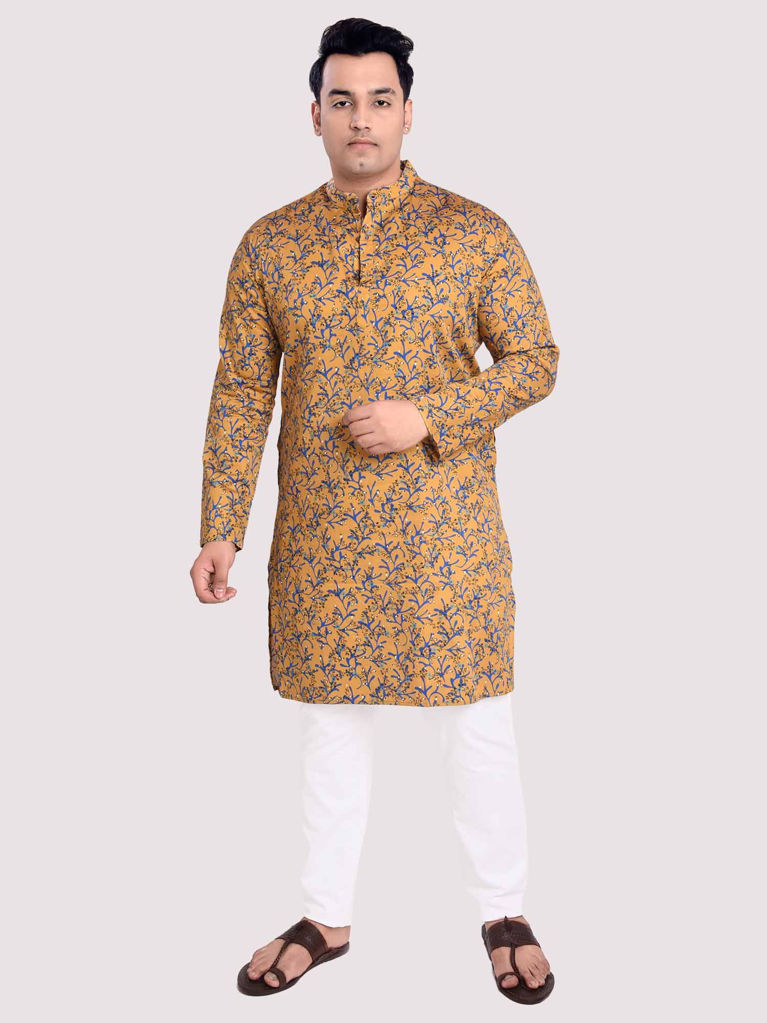 Mustardy Digital Printed Kurta Men's Plus Size - Guniaa Fashions