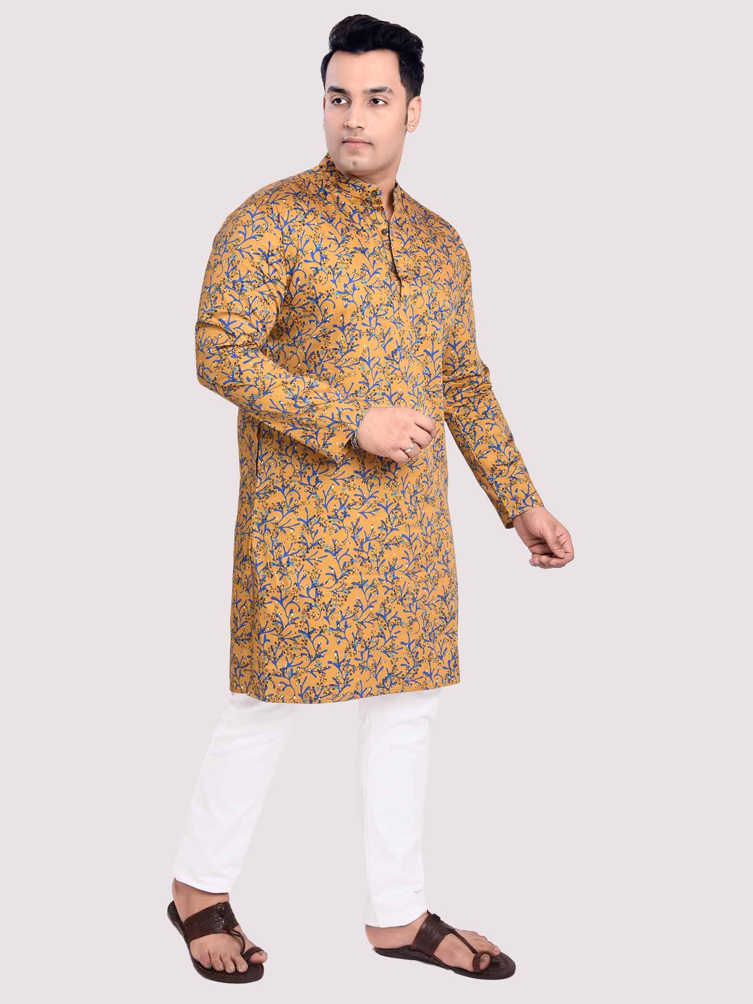 Mustardy Digital Printed Kurta Men's Plus Size - Guniaa Fashions