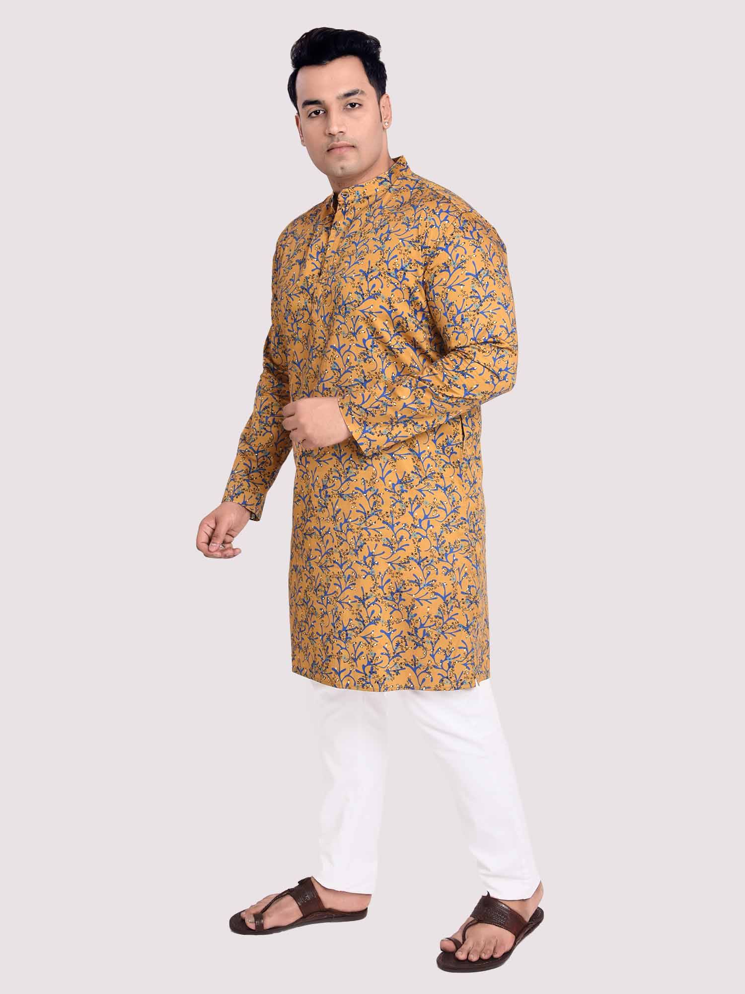 Mustardy Digital Printed Kurta Men's Plus Size - Guniaa Fashions