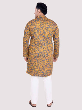 Mustardy Digital Printed Kurta Men's Plus Size - Guniaa Fashions