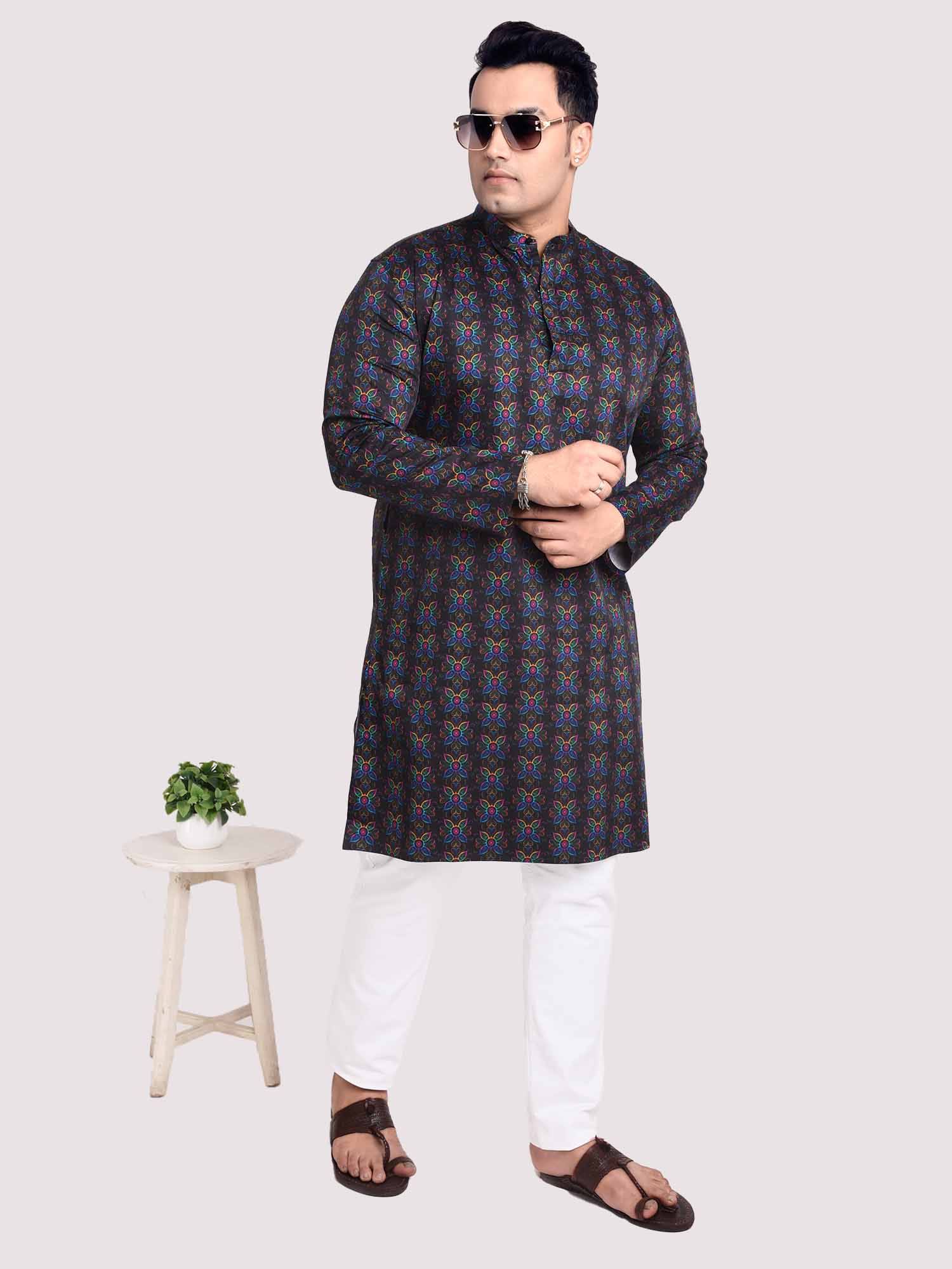 Mystical Vertices Digital Printed Kurta Men's Plus Size - Guniaa Fashions