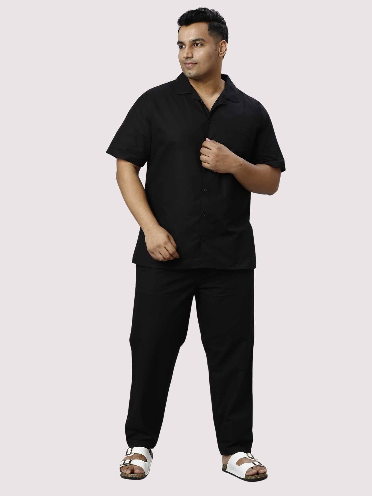 Nero Solid Black Full Co-ords Set Men's Plus Size - Guniaa Fashions