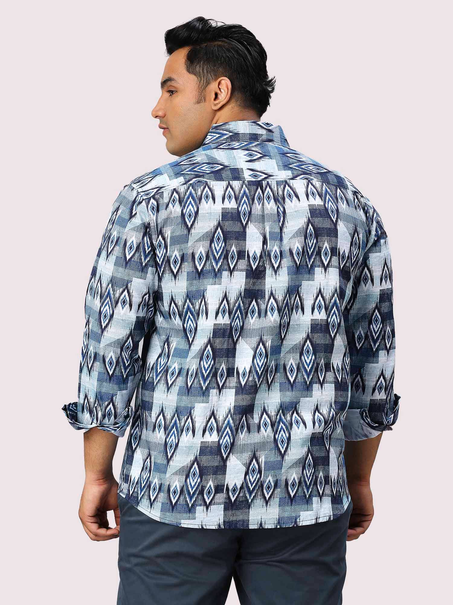 Nile Blue Digital Printed Full Sleeve Shirt Men's Plus Size - Guniaa Fashions