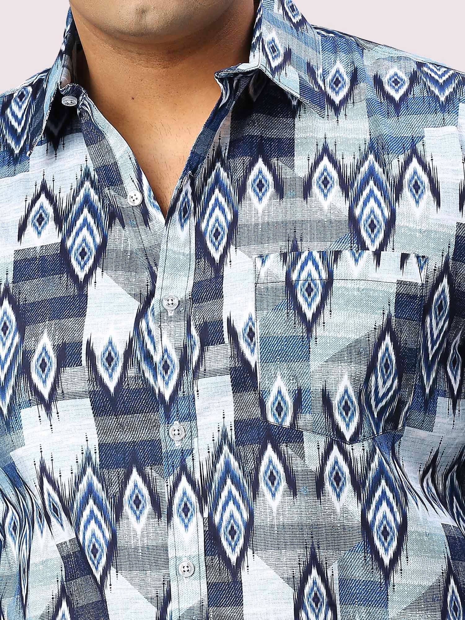 Nile Blue Digital Printed Full Sleeve Shirt Men's Plus Size - Guniaa Fashions