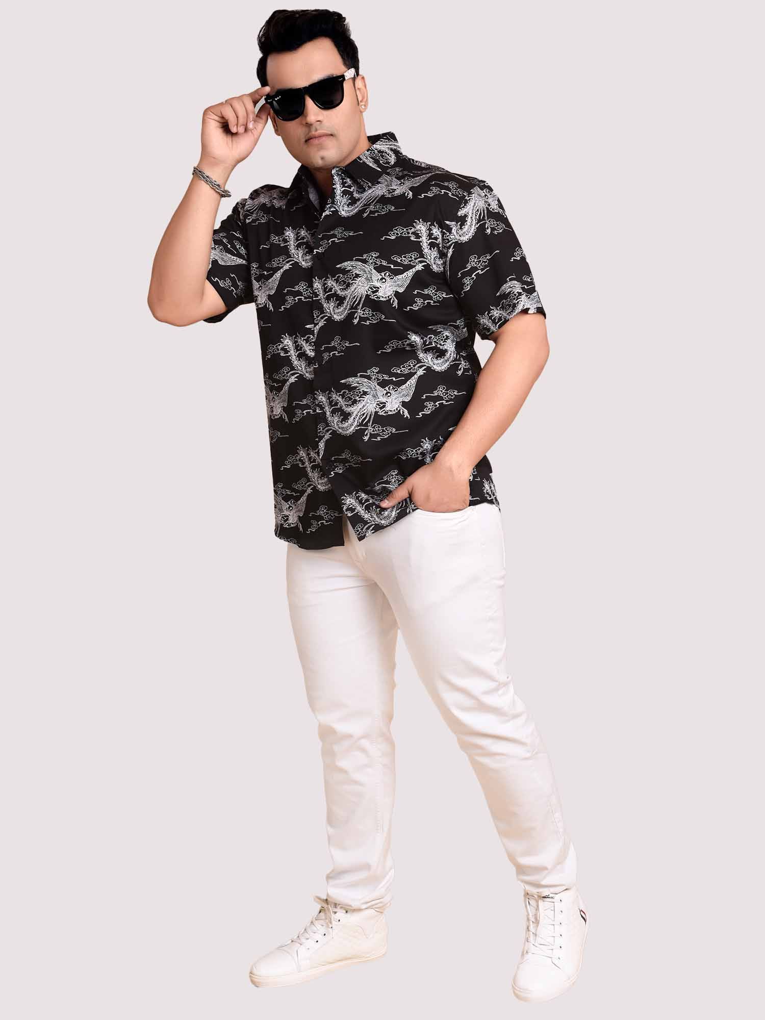 Oasis Of Imagination Black Digital Printed Shirt Men's Plus Size - Guniaa Fashions