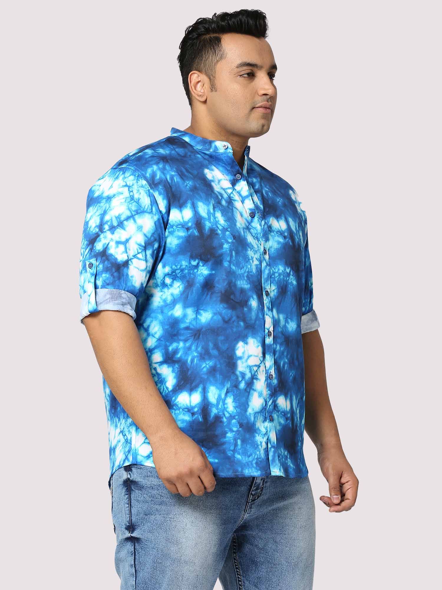 Ocean Digital Printed Chinese Collar Men's Plus Size Full Shirt - Guniaa Fashions