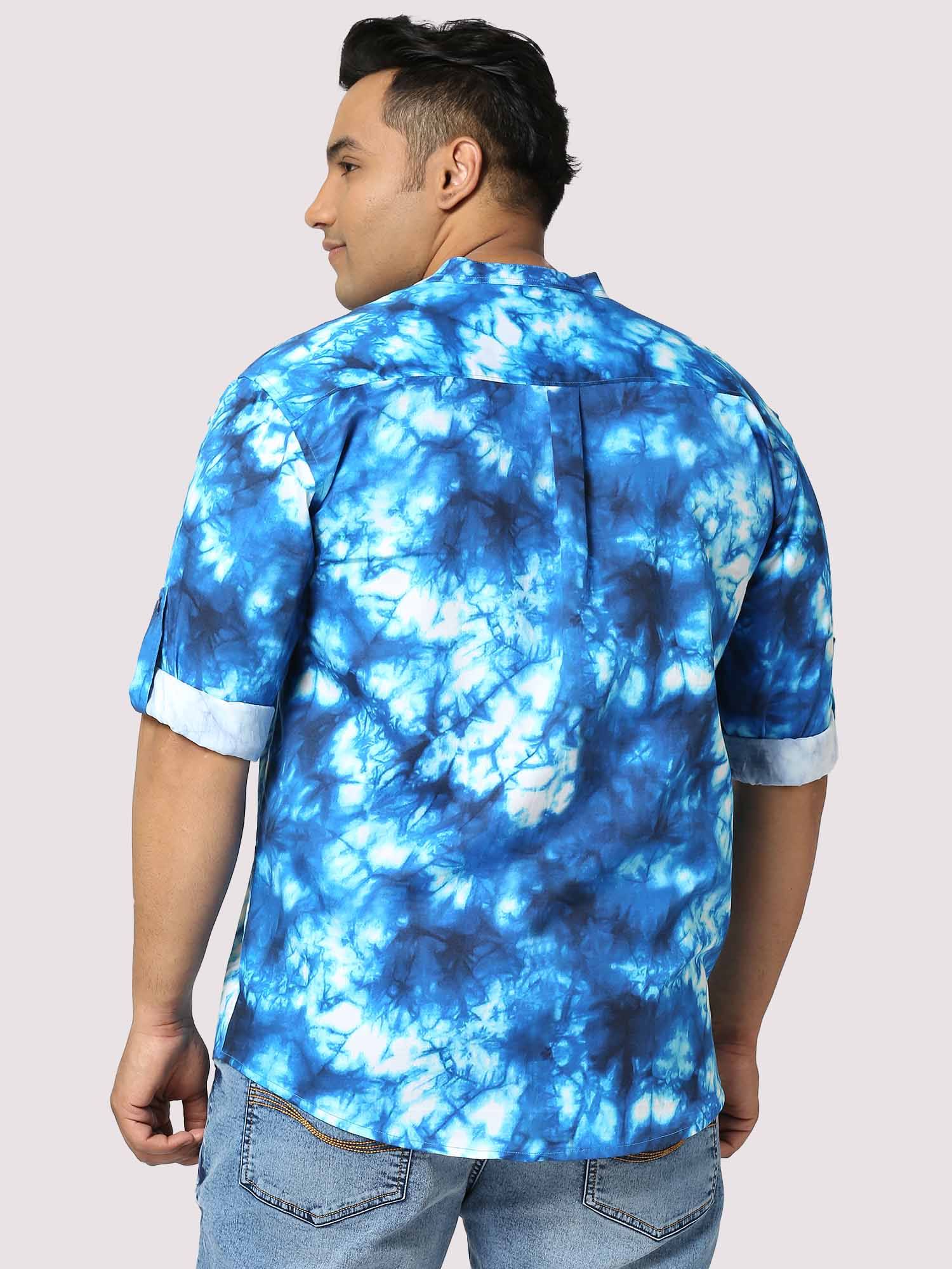 Ocean Digital Printed Chinese Collar Men's Plus Size Full Shirt - Guniaa Fashions