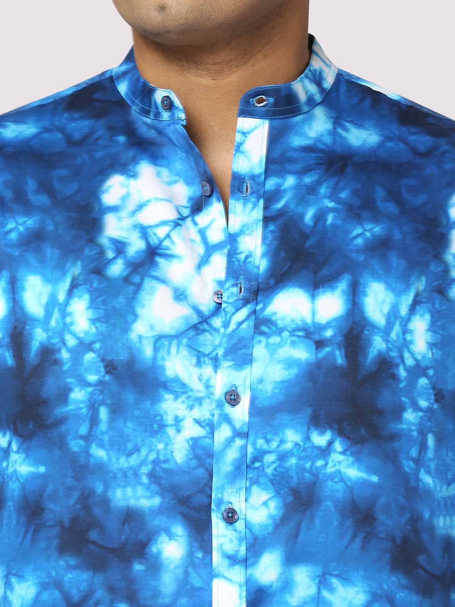 Ocean Digital Printed Chinese Collar Men's Plus Size Full Shirt - Guniaa Fashions