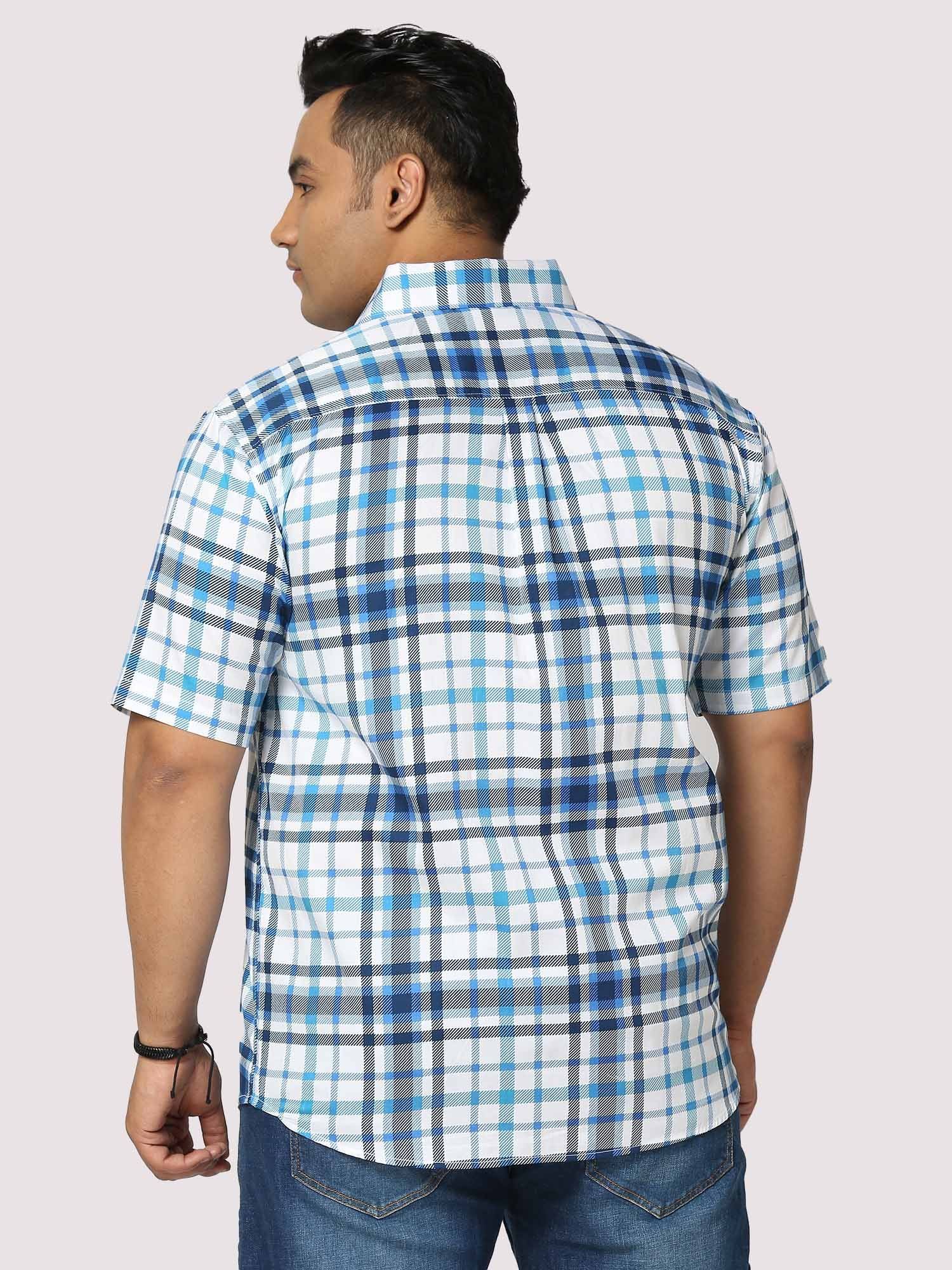 Oceanic Checks Digital Printed Half Shirt Men's Plus Size - Guniaa Fashions