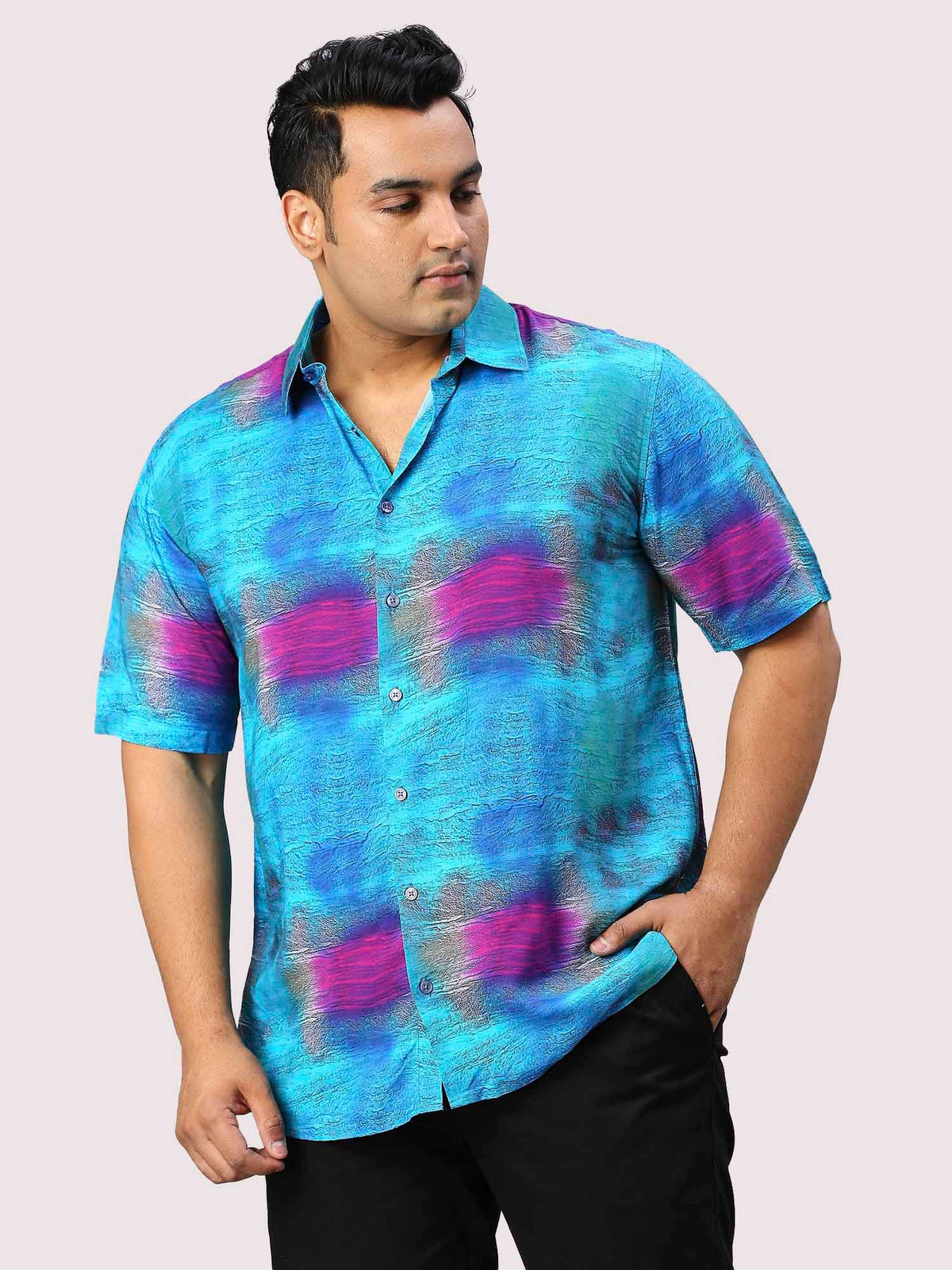 Oceanic Digital Printed Half Sleeve Men's Plus Size Shirt - Guniaa Fashions