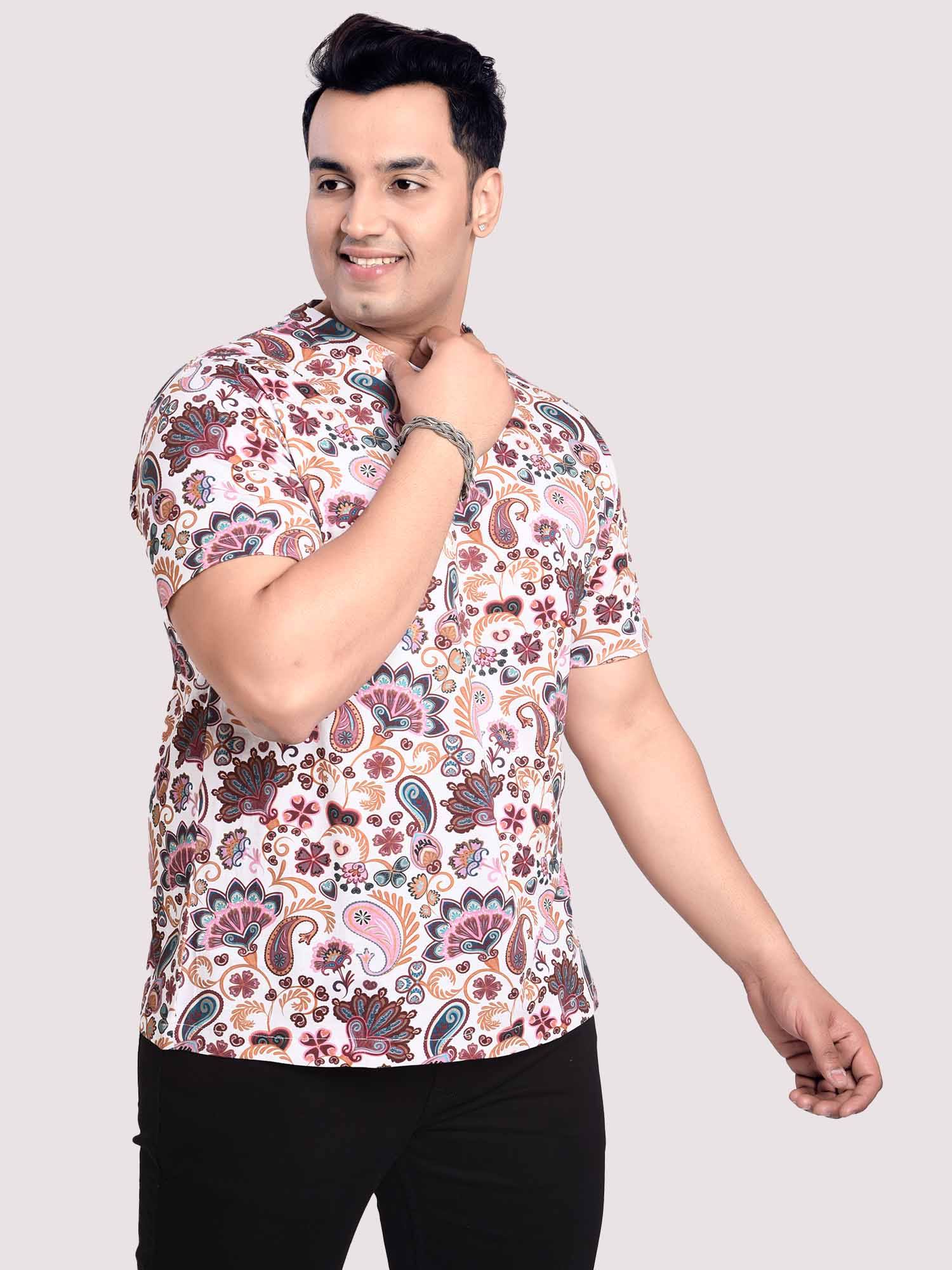 Paisely Digital Printed Round Neck T-Shirt Men's Plus Size - Guniaa Fashions