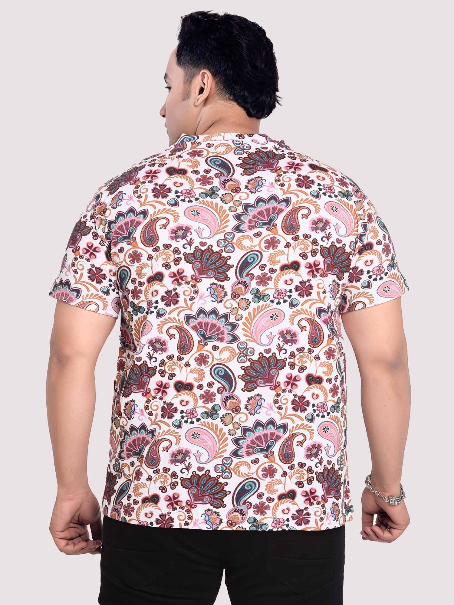 Paisely Digital Printed Round Neck T-Shirt Men's Plus Size - Guniaa Fashions