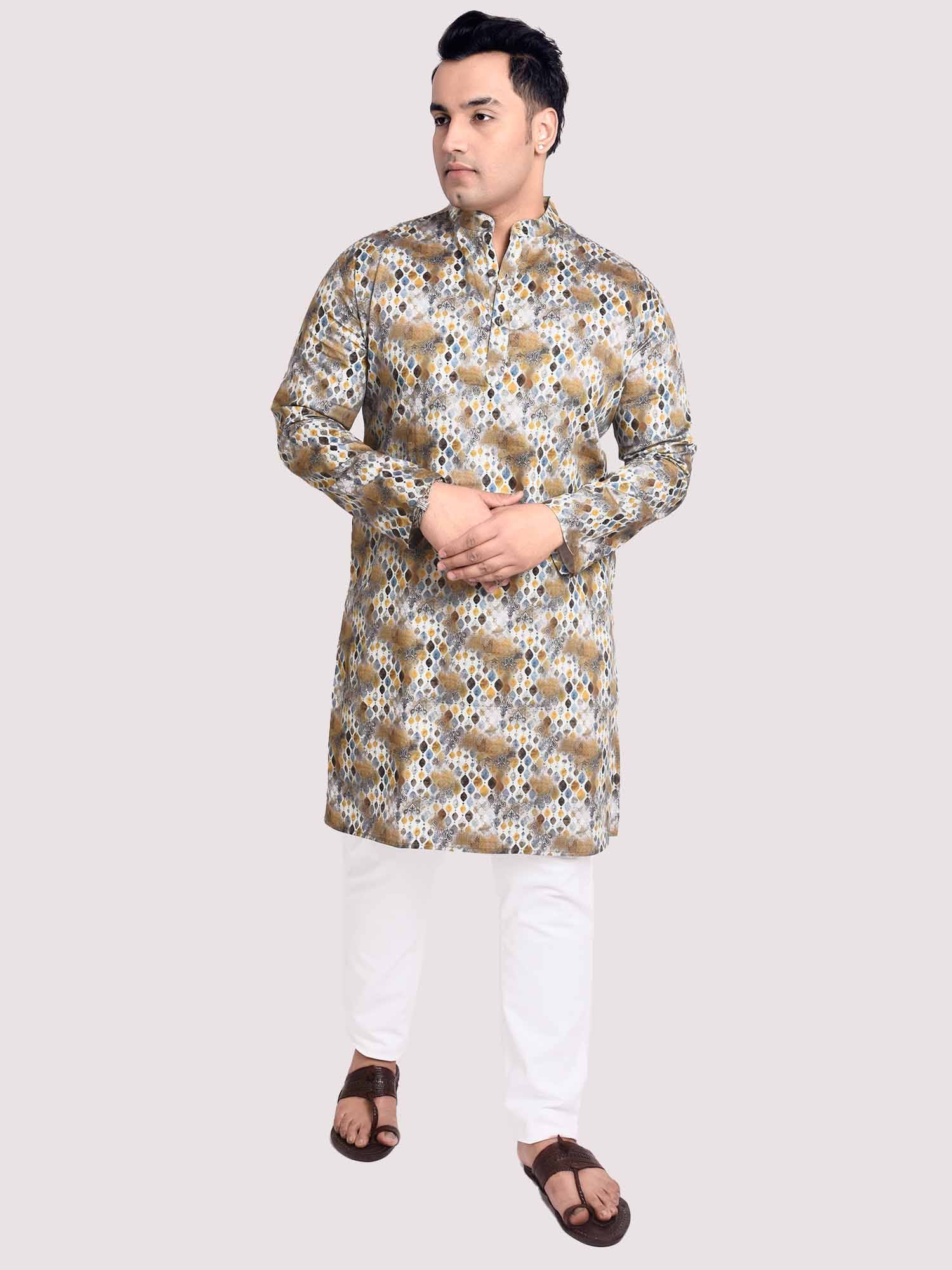 Pastel Dreams Digital Printed Kurta Men's Plus Size - Guniaa Fashions