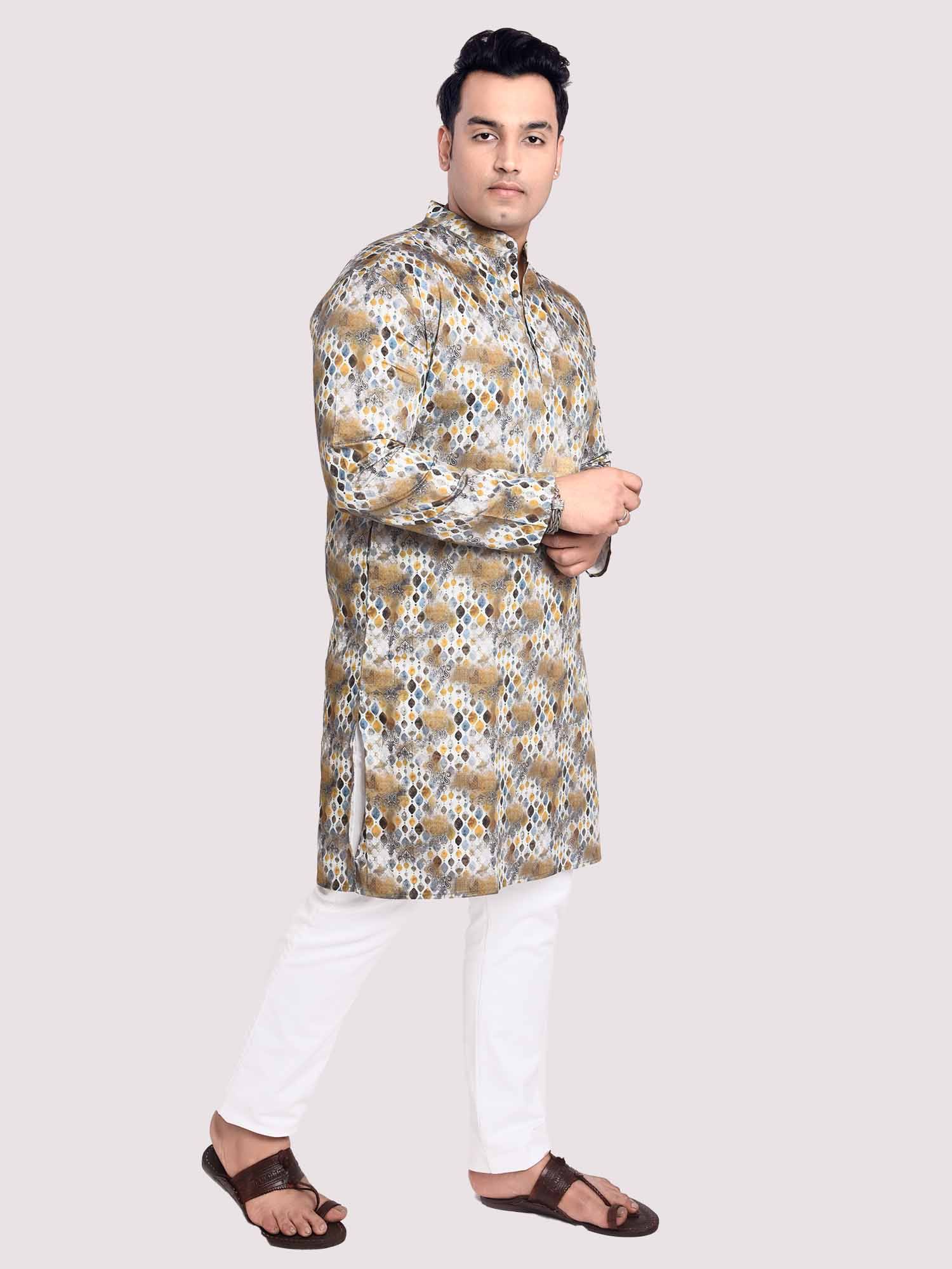 Pastel Dreams Digital Printed Kurta Men's Plus Size - Guniaa Fashions