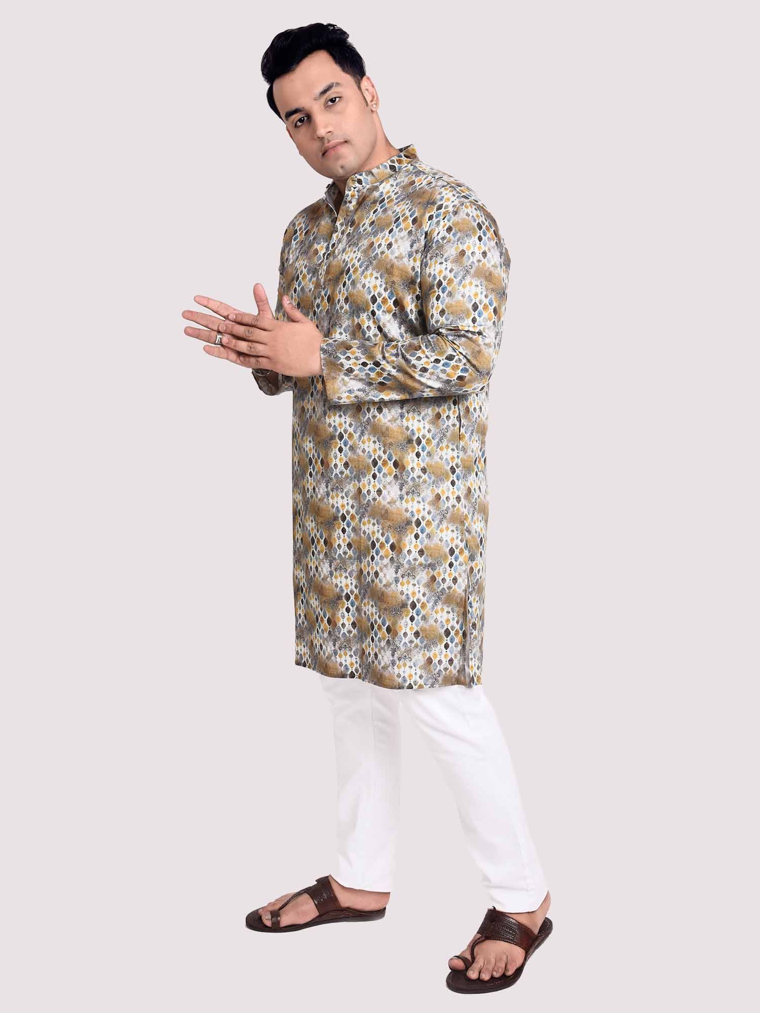 Pastel Dreams Digital Printed Kurta Men's Plus Size - Guniaa Fashions