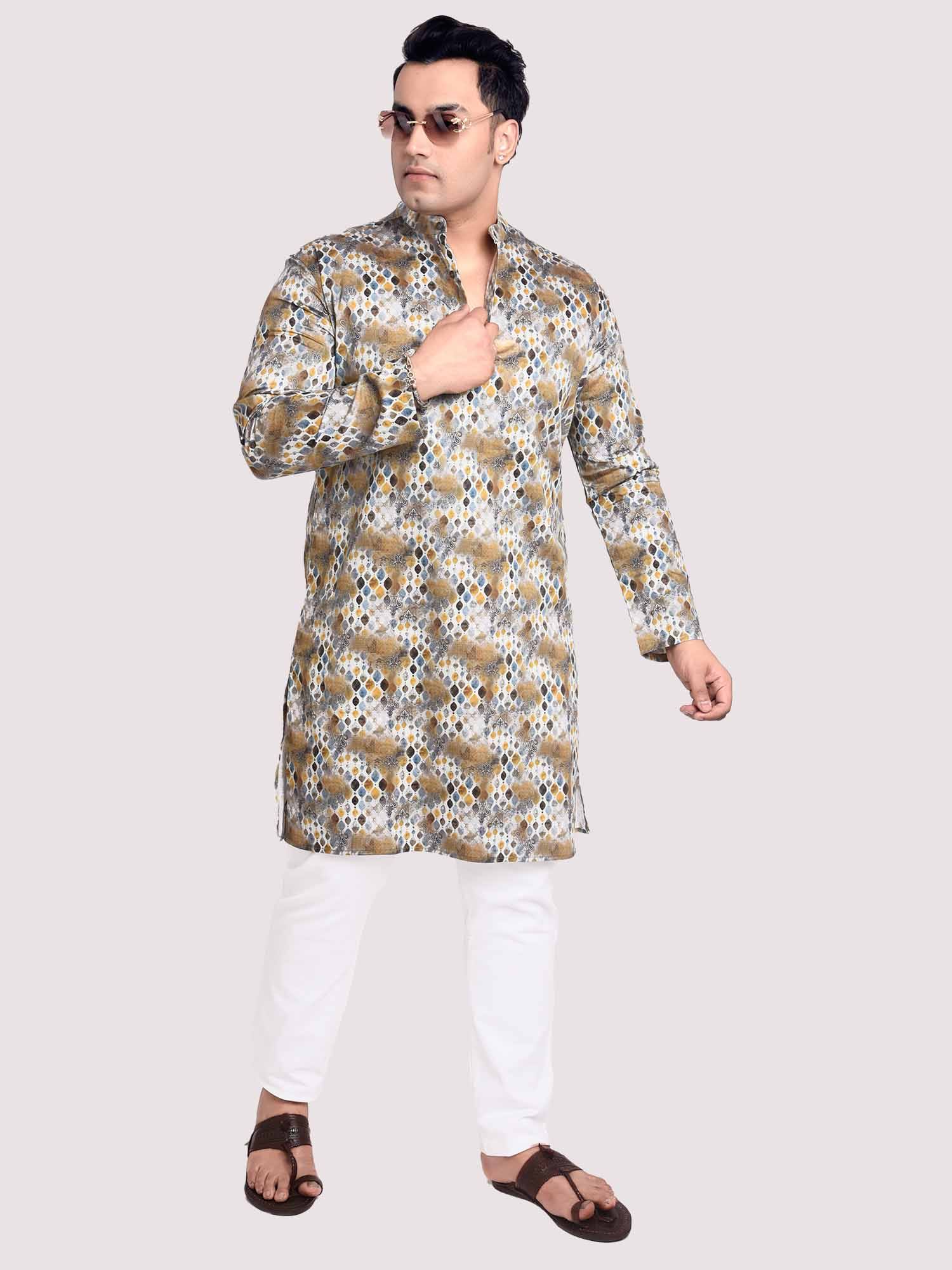 Pastel Dreams Digital Printed Kurta Men's Plus Size - Guniaa Fashions