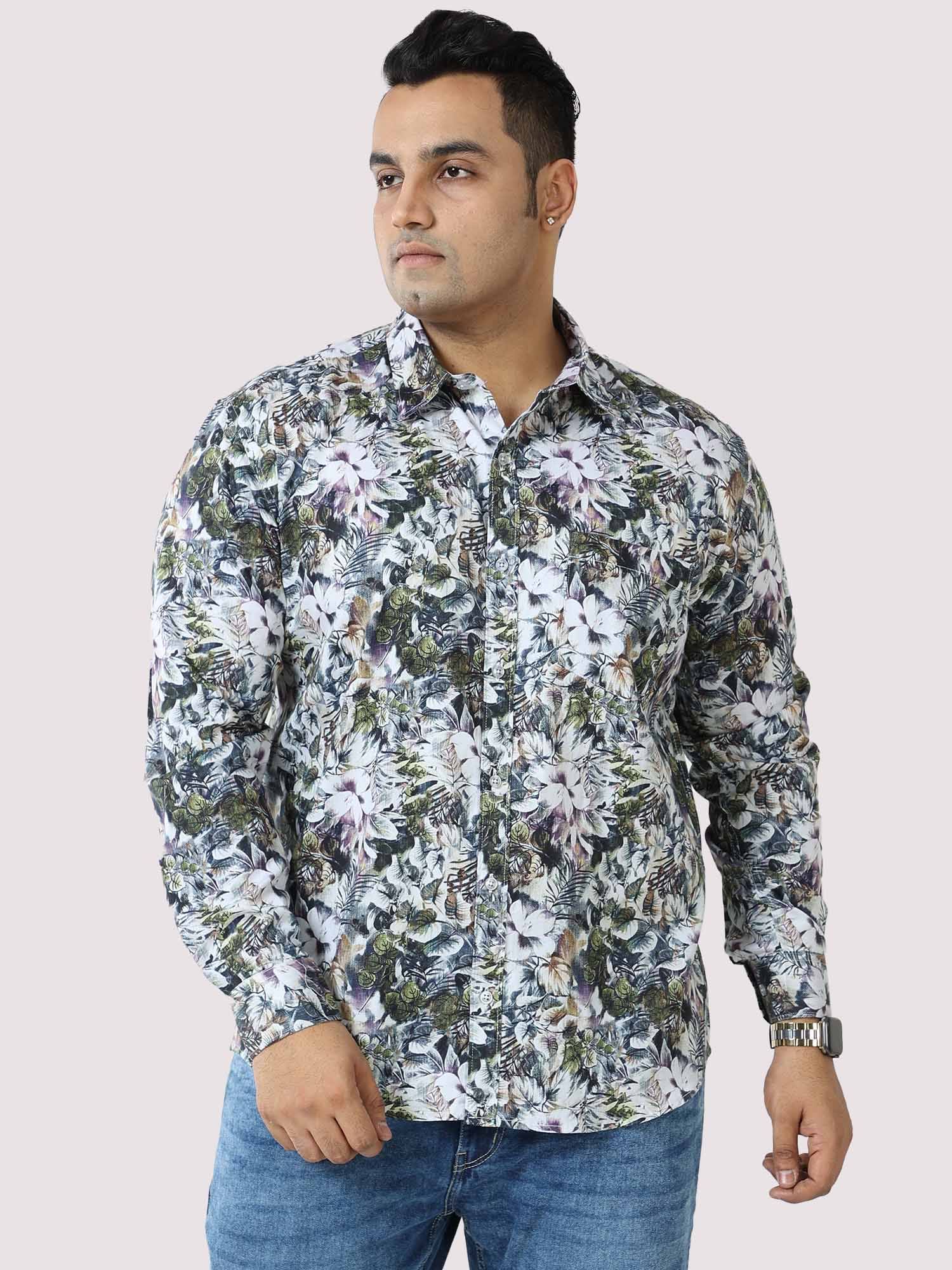 Pastel Floral Digital Printed Full Sleeve Men's Plus Size - Guniaa Fashions