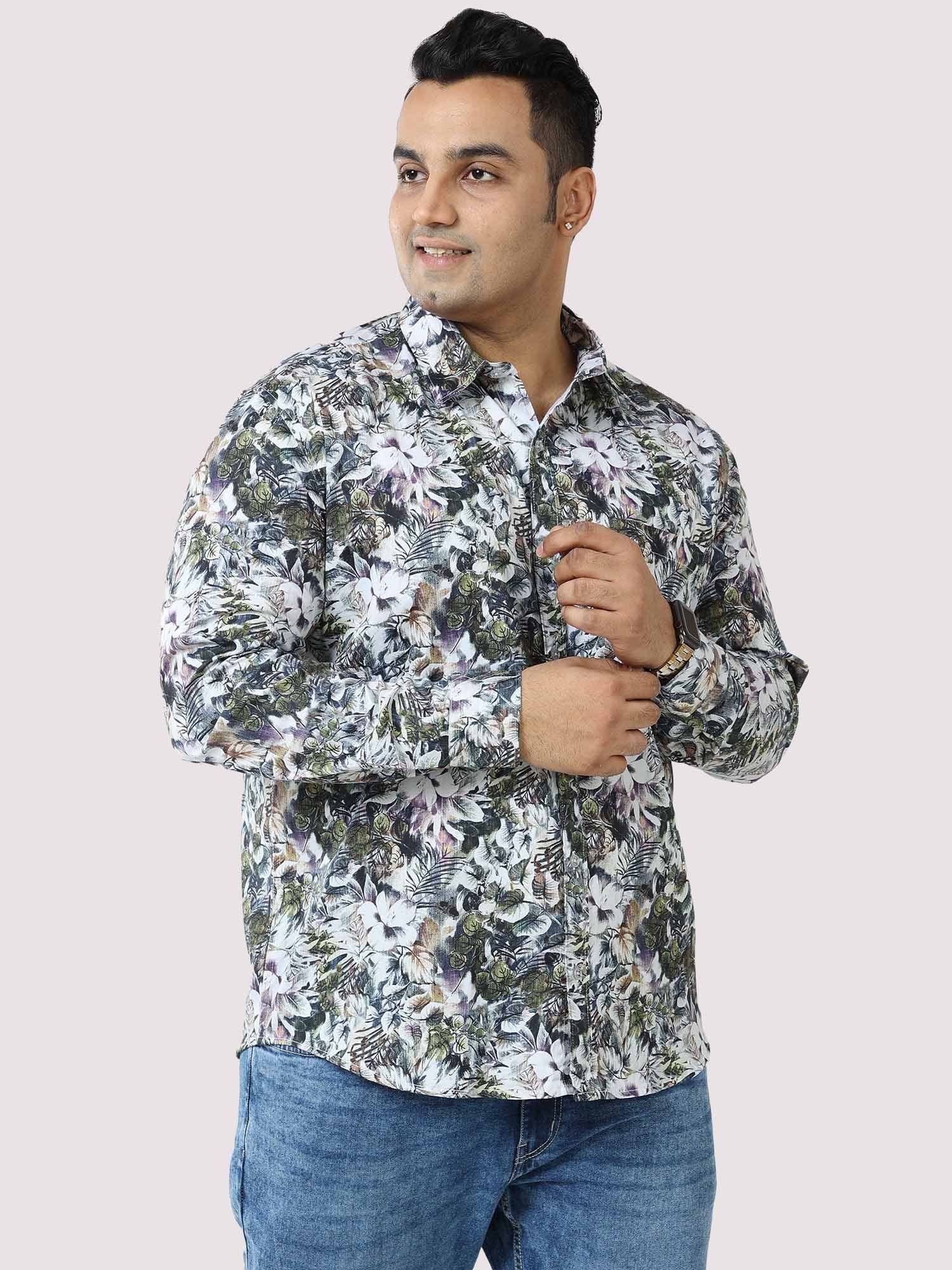 Pastel Floral Digital Printed Full Sleeve Men's Plus Size - Guniaa Fashions