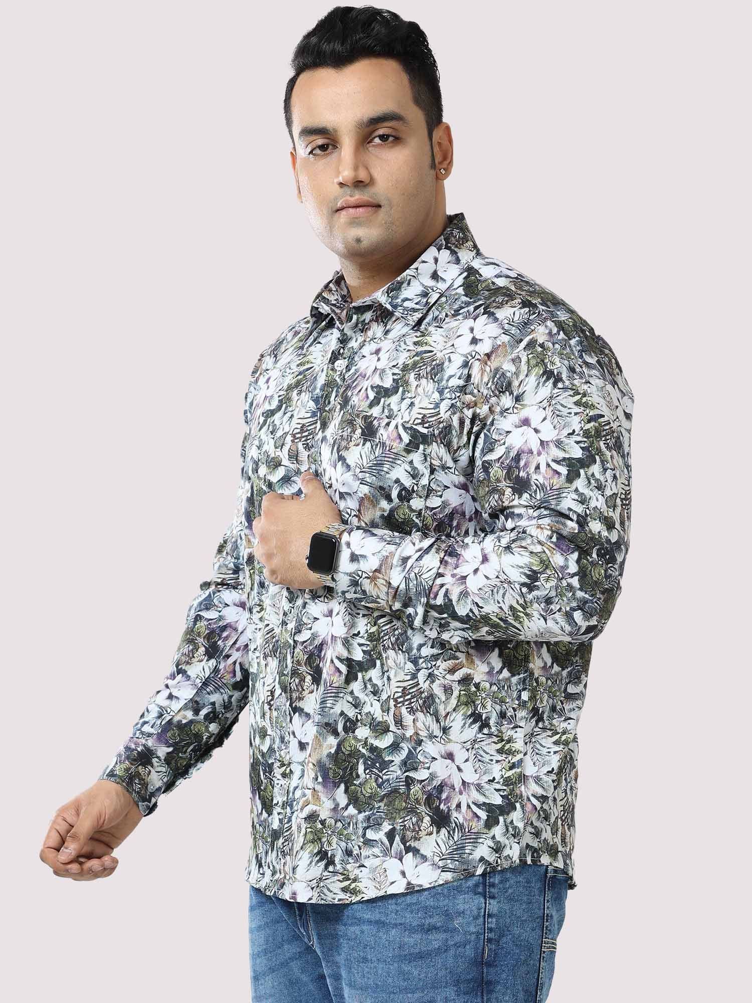 Pastel Floral Digital Printed Full Sleeve Men's Plus Size - Guniaa Fashions