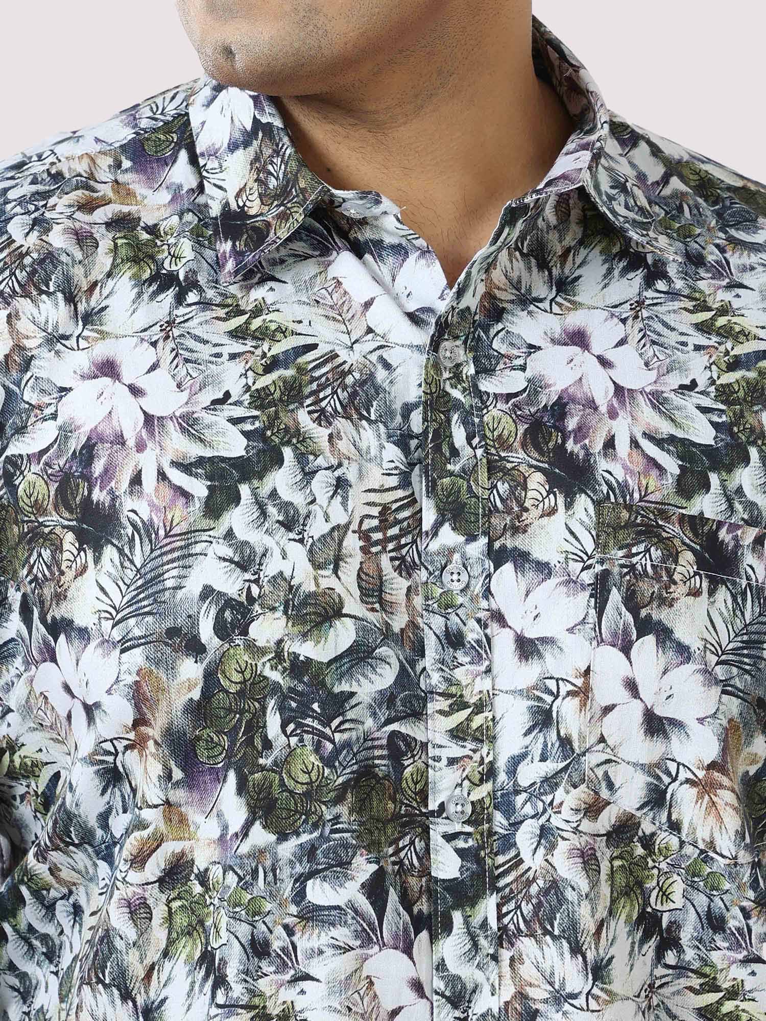 Pastel Floral Digital Printed Full Sleeve Men's Plus Size - Guniaa Fashions