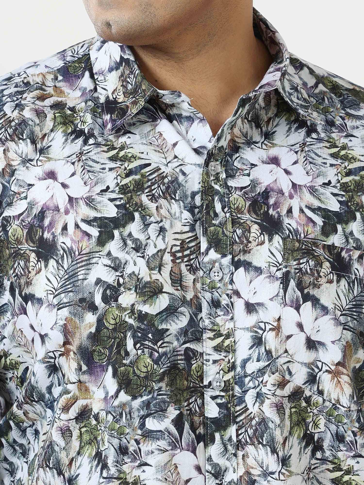 Pastel Floral Digital Printed Full Sleeve Men's Plus Size - Guniaa Fashions