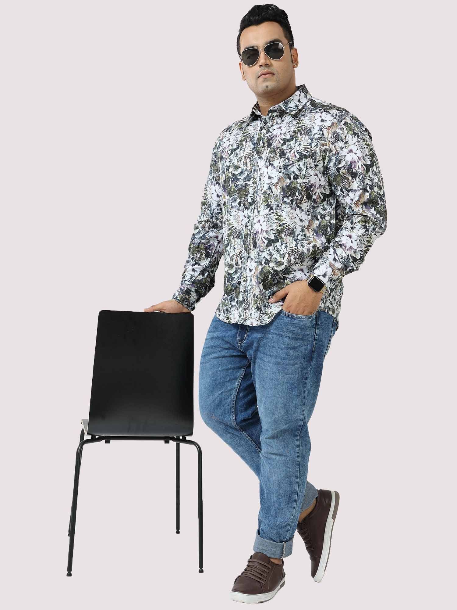 Pastel Floral Digital Printed Full Sleeve Men's Plus Size - Guniaa Fashions