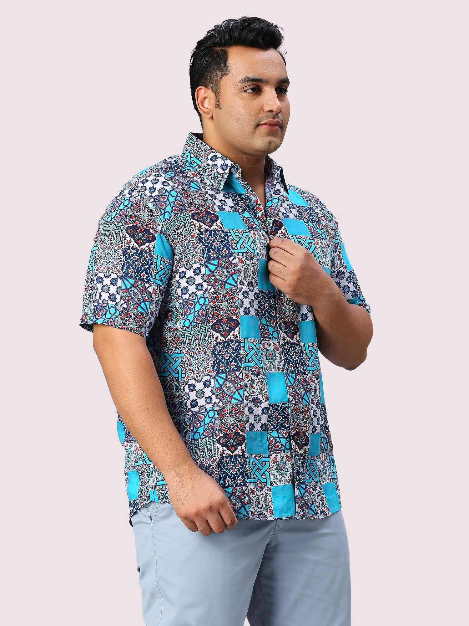 Patches Digital Printed Half Sleeve Men's Plus Size Shirt - Guniaa Fashions