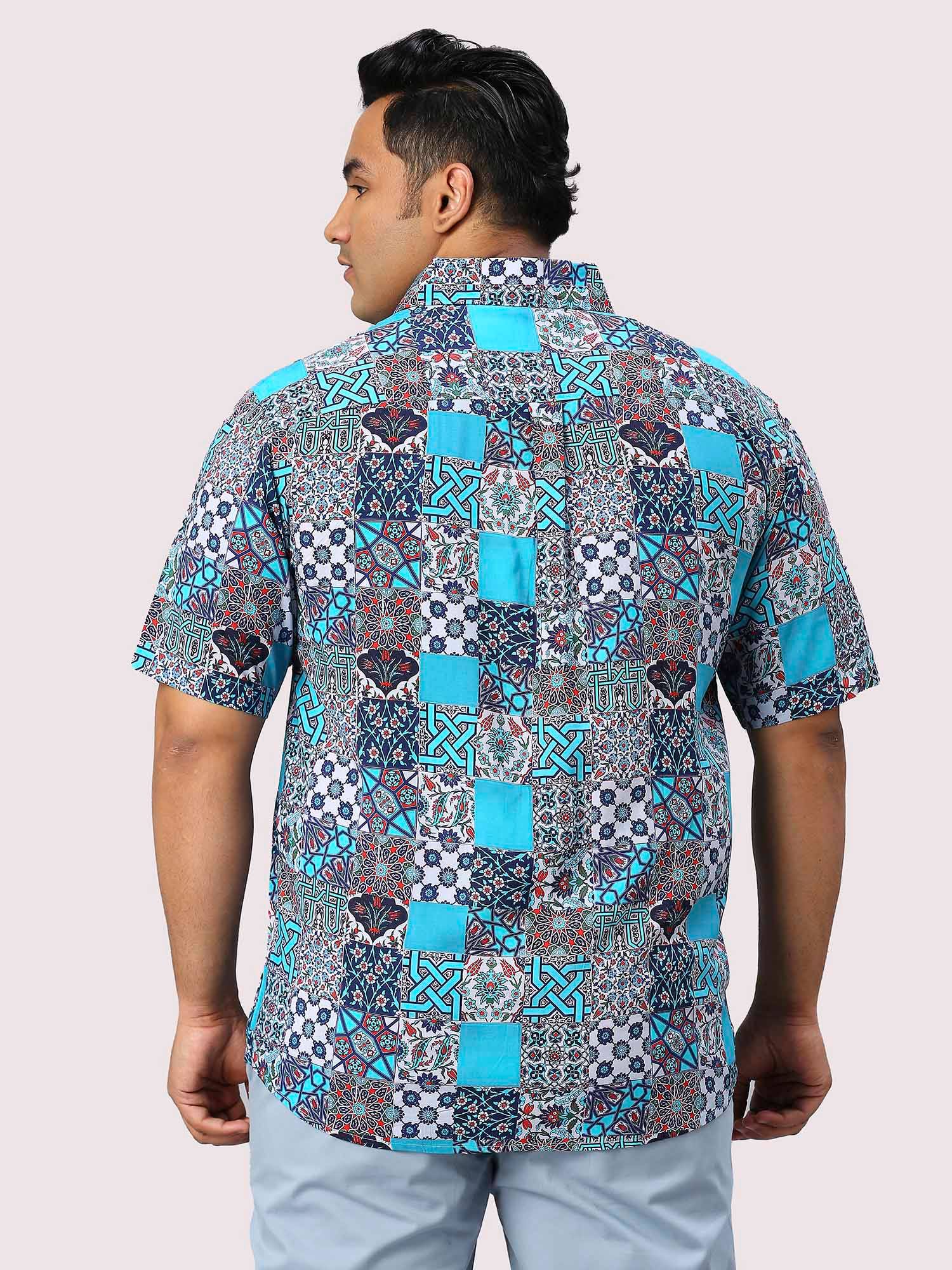 Patches Digital Printed Half Sleeve Men's Plus Size Shirt - Guniaa Fashions