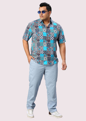 Patches Digital Printed Half Sleeve Men's Plus Size Shirt - Guniaa Fashions