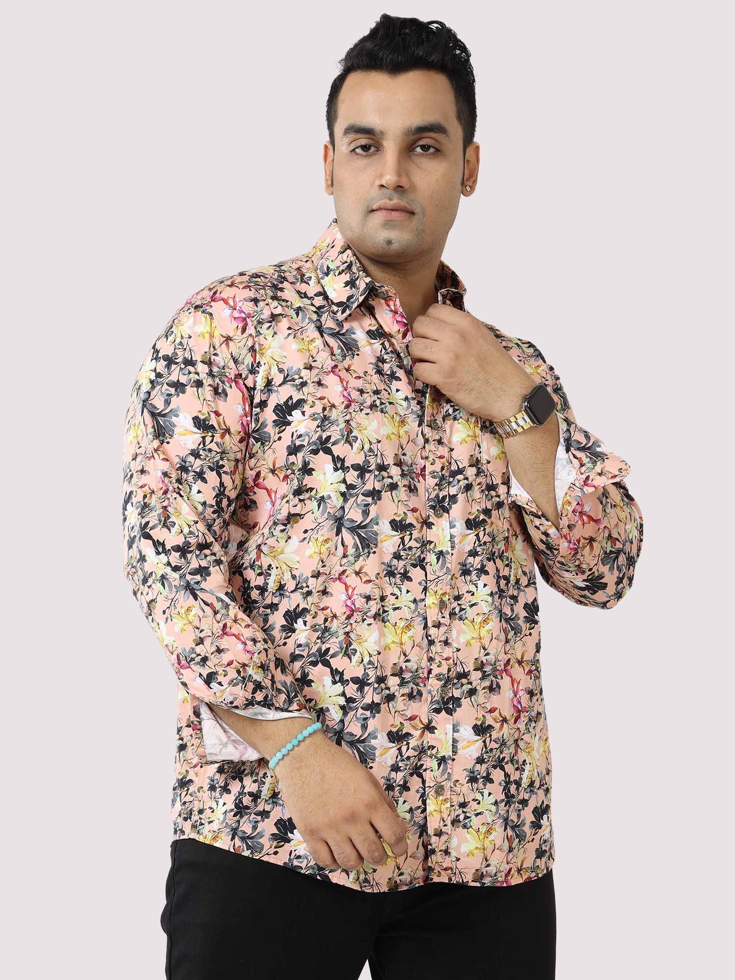 Peachy Floral Digital Printed Shirt Men's Plus Size - Guniaa Fashions